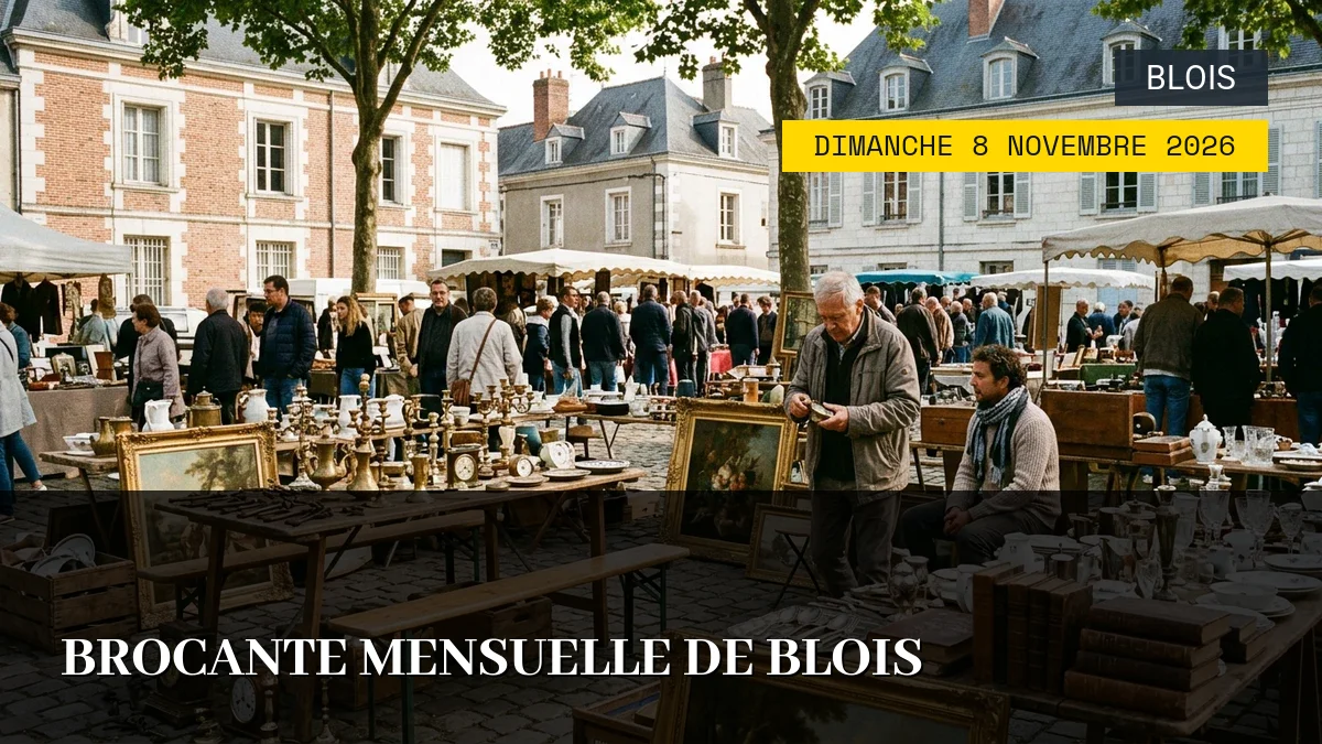 Affiche de l'événement : Brocante Mensuelle de Blois – Dimanche 8 Novembre 2026