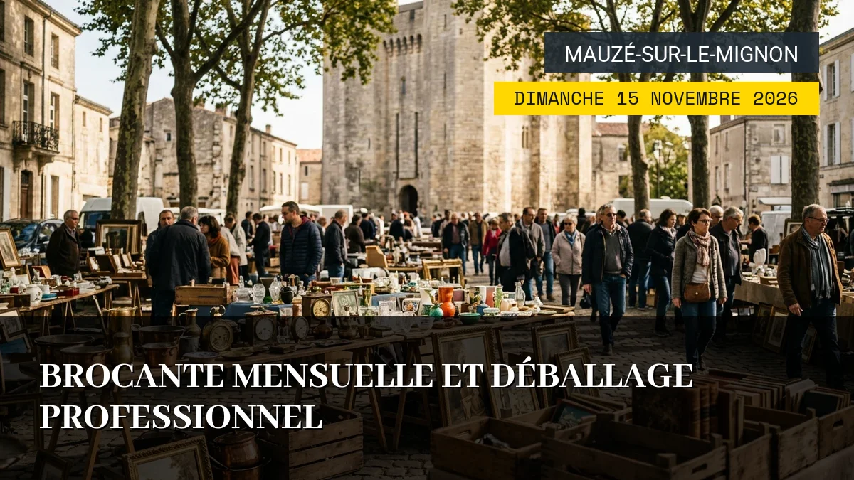 Affiche de l'événement : Brocante Mensuelle et Déballage Professionnel – Dimanche 15 Novembre 2026