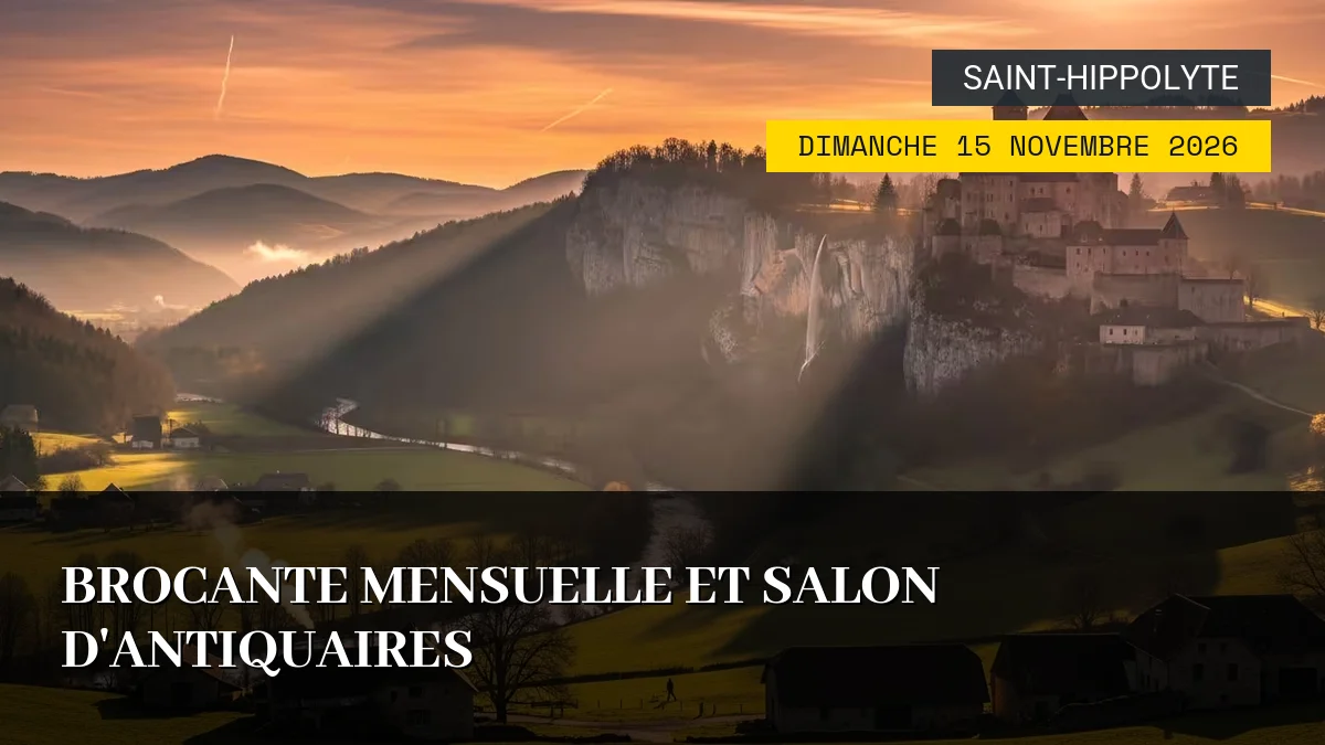 Affiche de l'événement : Brocante Mensuelle et Salon d&rsquo;Antiquaires – Dimanche 15 Novembre 2026