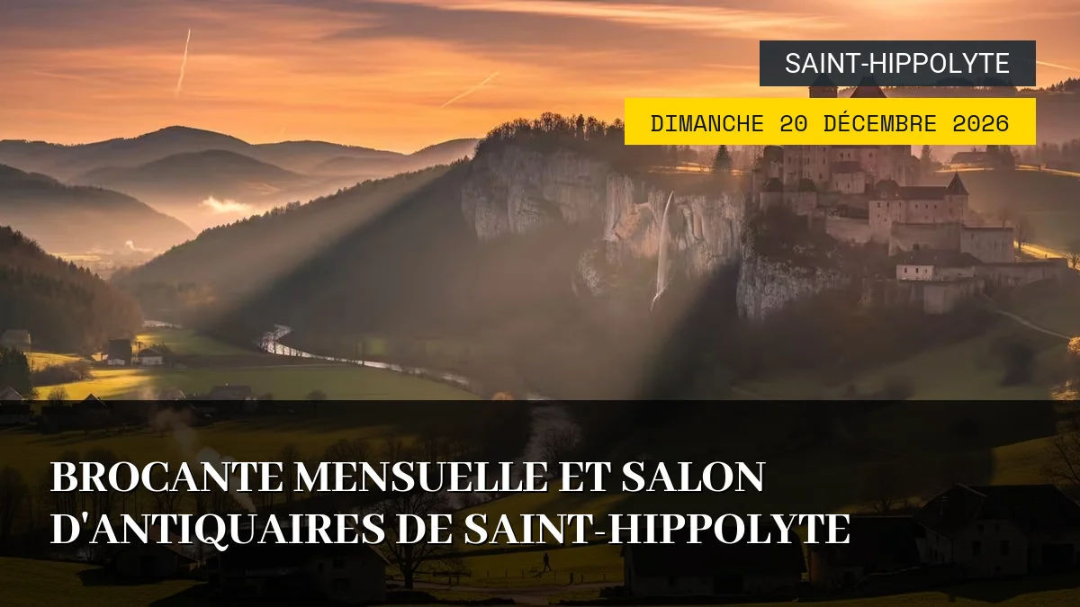 Affiche de l'événement : Brocante Mensuelle et Salon d&rsquo;Antiquaires de Saint-Hippolyte – Dimanche 20 Décembre 2026