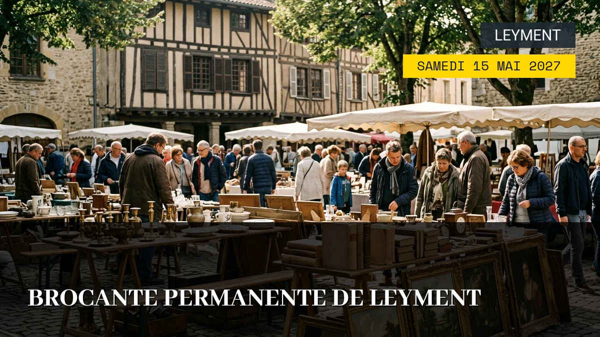 Affiche de l'événement : Brocante Permanente de Leyment – Samedi 15 Mai 2027