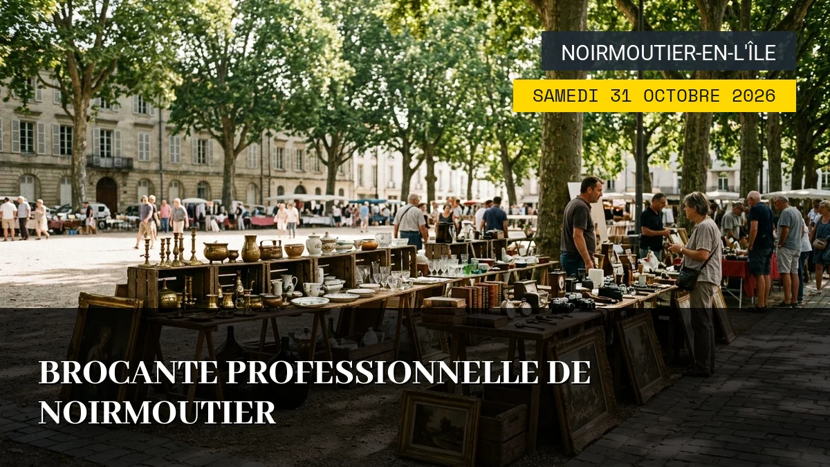 Affiche de l'événement : Brocante Professionnelle de Noirmoutier – Samedi 31 Octobre 2026