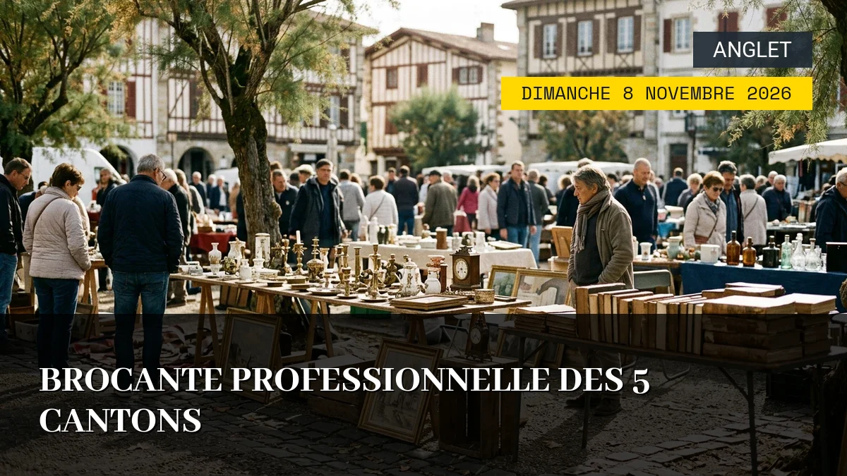 Affiche de l'événement : Brocante Professionnelle des 5 Cantons – Dimanche 8 Novembre 2026