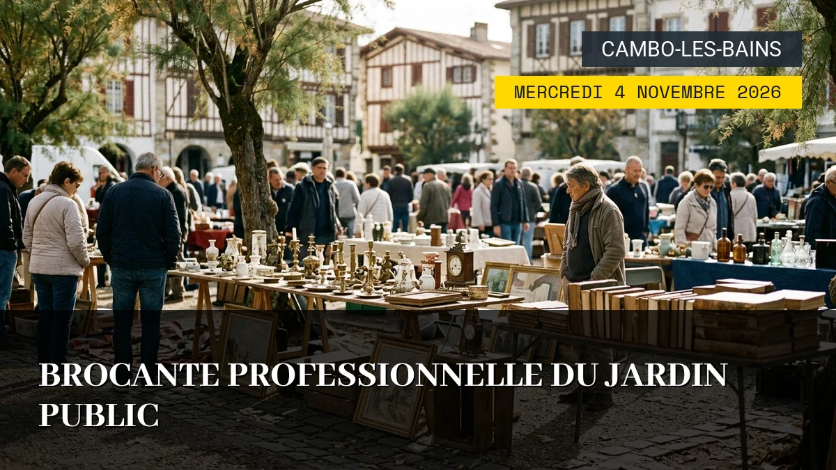 Affiche de l'événement : Brocante Professionnelle du Jardin Public – Mercredi 4 Novembre 2026