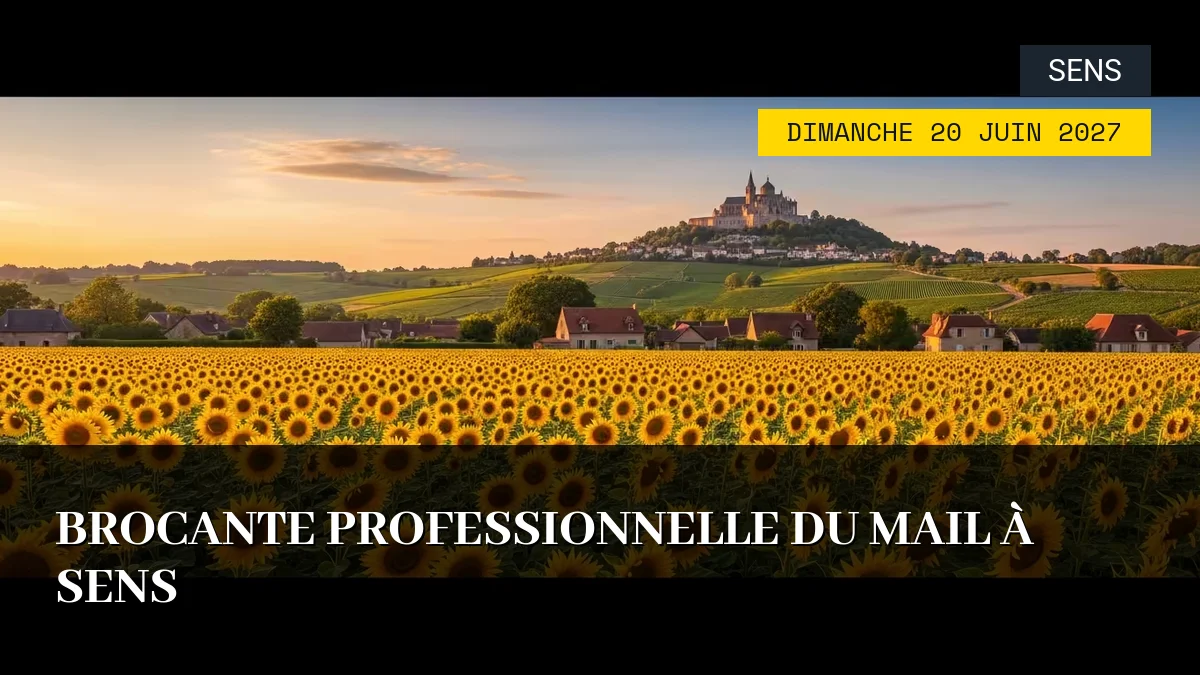 Affiche de l'événement : Brocante Professionnelle du Mail à Sens – Dimanche 20 Juin 2027