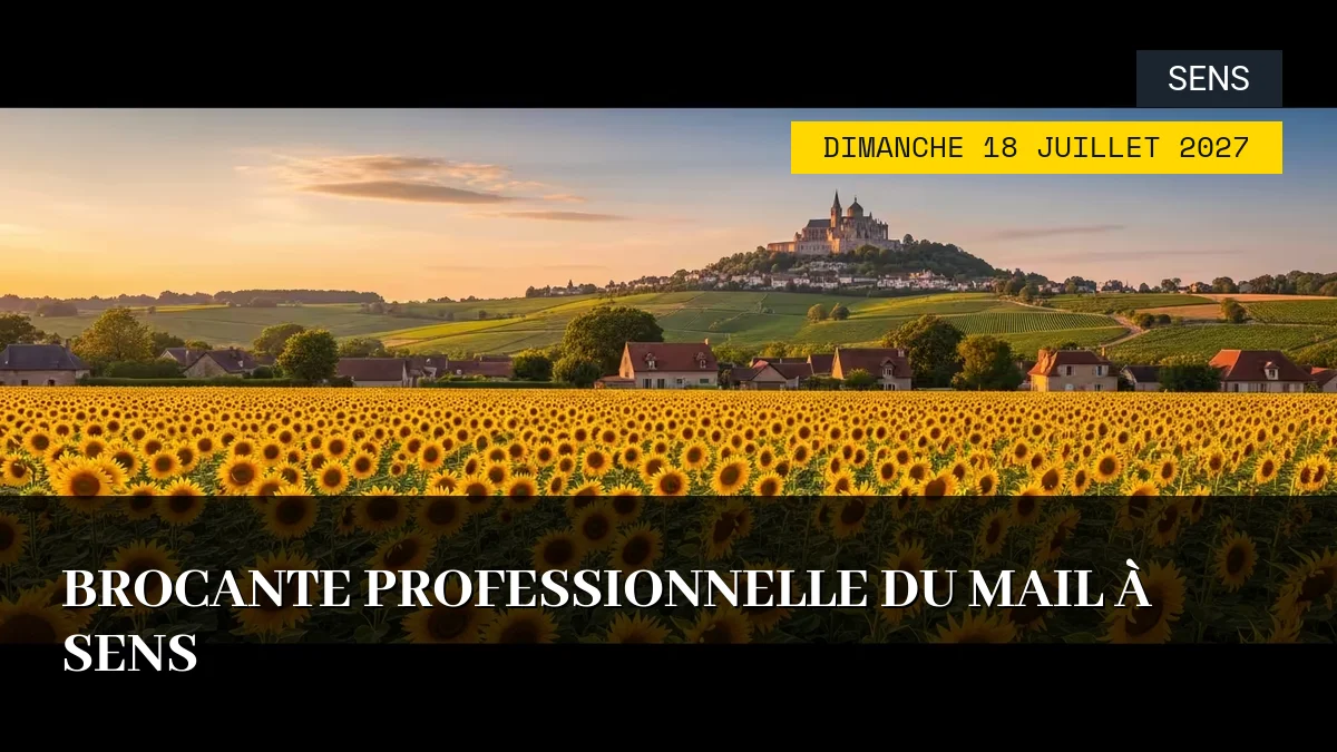 Affiche de l'événement : Brocante Professionnelle du Mail à Sens – Dimanche 18 Juillet 2027