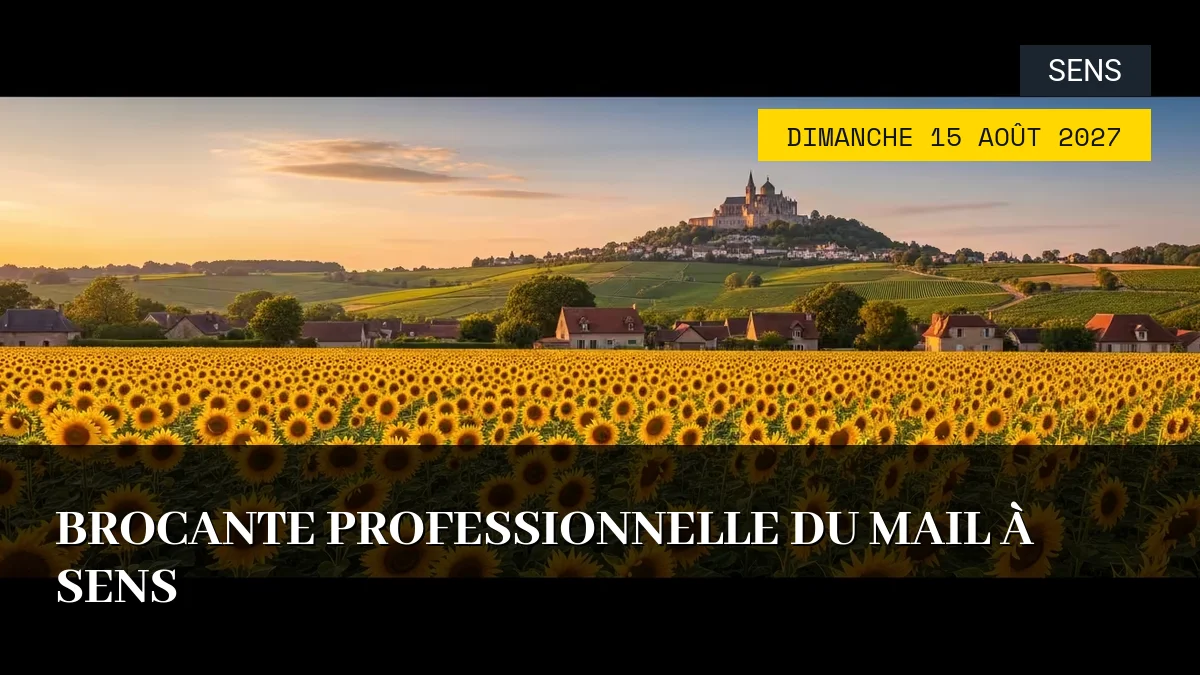 Affiche de l'événement : Brocante Professionnelle du Mail à Sens – Dimanche 15 Août 2027