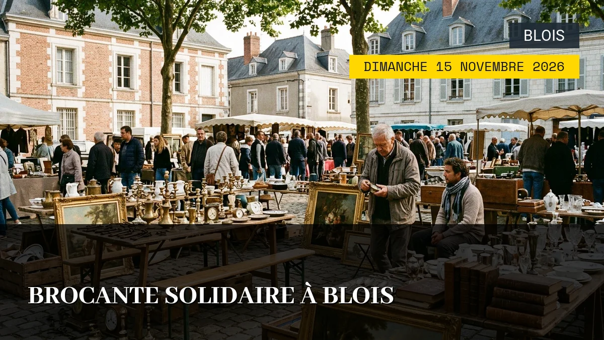 Affiche de l'événement : Brocante solidaire à Blois – Dimanche 15 Novembre 2026