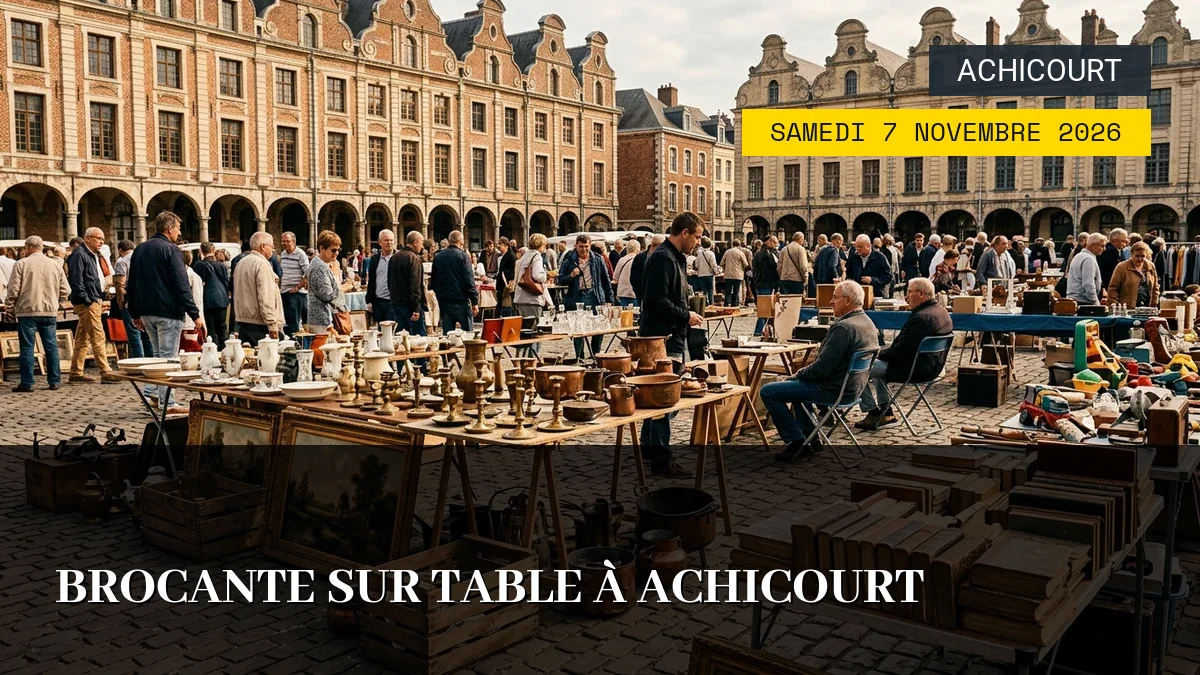 Affiche de l'événement : Brocante sur table à Achicourt – Samedi 7 Novembre 2026