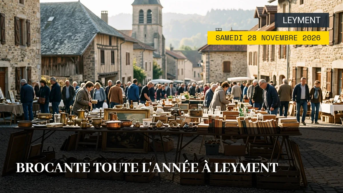 Affiche de l'événement : Brocante toute l&rsquo;année à Leyment – Samedi 28 Novembre 2026