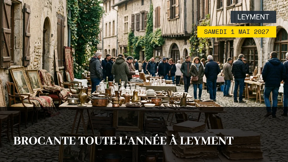 Affiche de l'événement : Brocante Toute l&rsquo;Année à Leyment – Samedi 1 Mai 2027