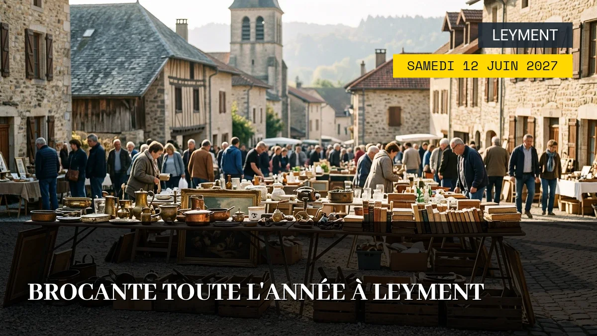 Affiche de l'événement : Brocante Toute l&rsquo;Année à Leyment – Samedi 12 Juin 2027