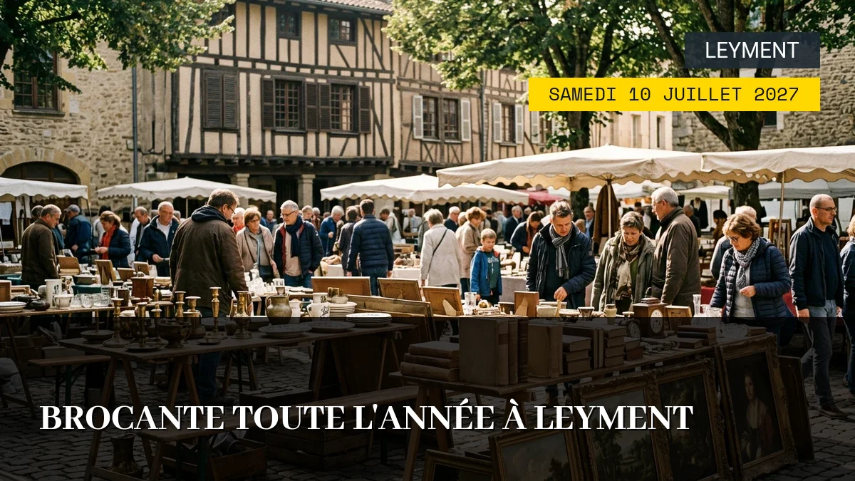 Affiche de l'événement : Brocante Toute l&rsquo;Année à Leyment — Du Samedi 10 Juillet 2027 au Dimanche 11 Juillet 2027