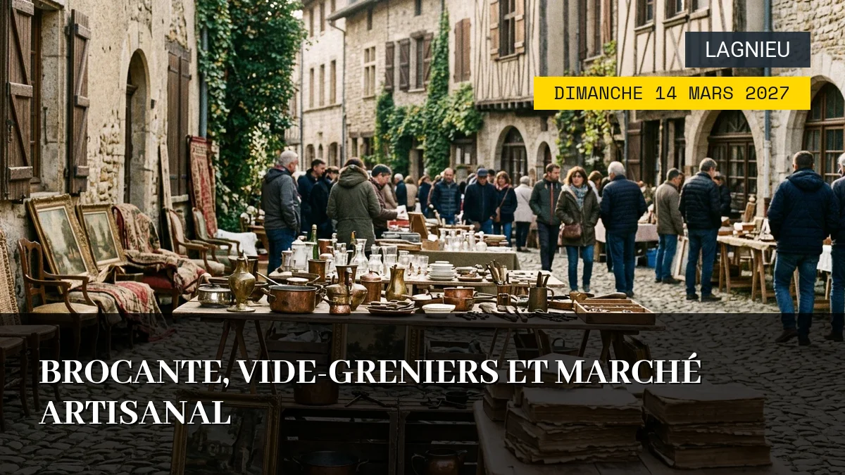 Affiche de l'événement : Brocante, Vide-Greniers et Marché Artisanal – Dimanche 14 Mars 2027
