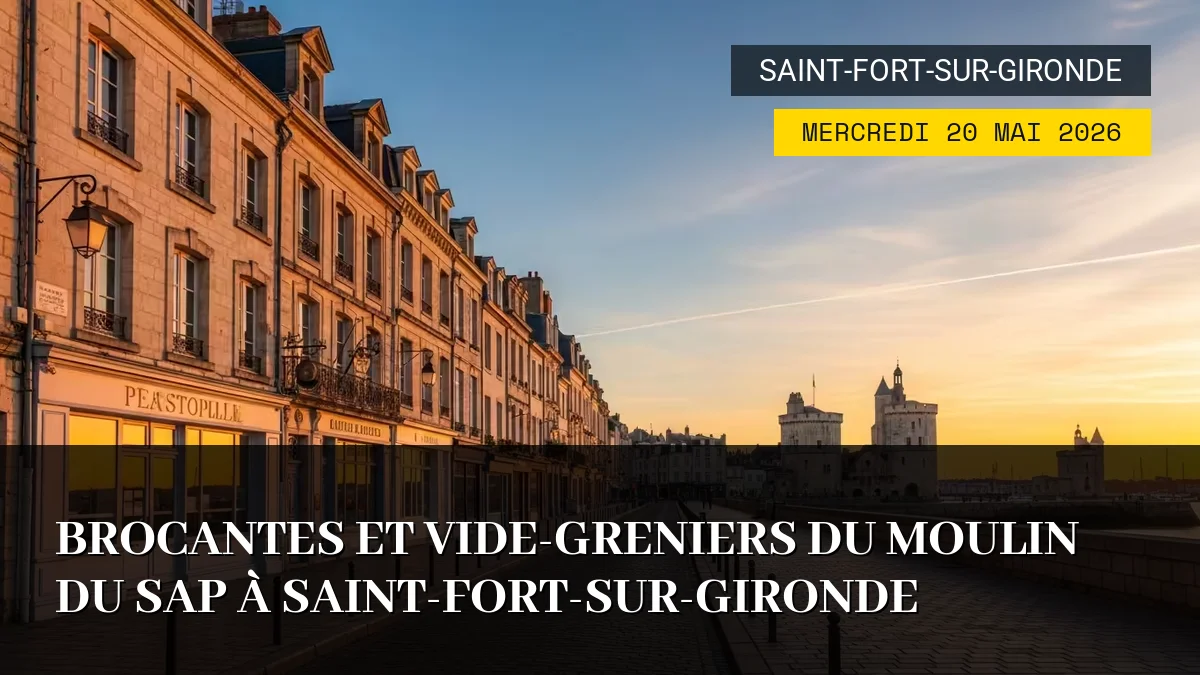 Affiche de l'événement : Brocantes et Vide-Greniers du Moulin du Sap à Saint-Fort-sur-Gironde – Mercredi 20 Mai 2026