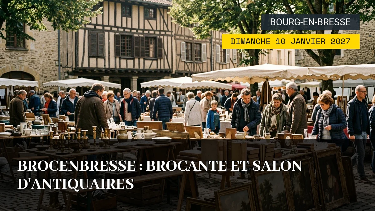 Affiche de l'événement : BrocenBresse : Brocante et Salon d&rsquo;Antiquaires – Dimanche 10 Janvier 2027