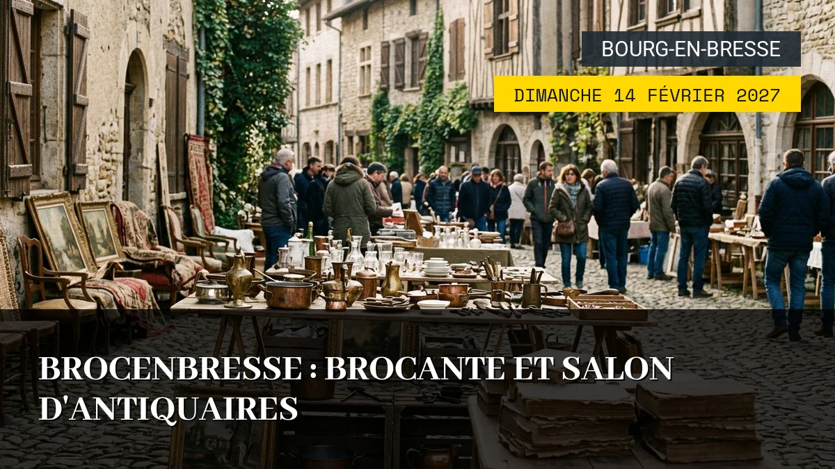 Affiche de l'événement : BrocenBresse : Brocante et Salon d&rsquo;Antiquaires – Dimanche 14 Février 2027