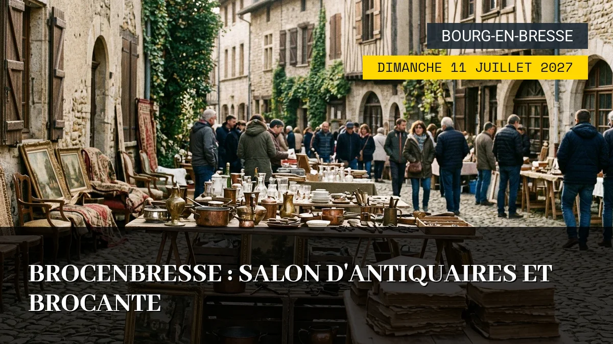 Affiche de l'événement : BrocenBresse : Salon d&rsquo;Antiquaires et Brocante – Dimanche 11 Juillet 2027