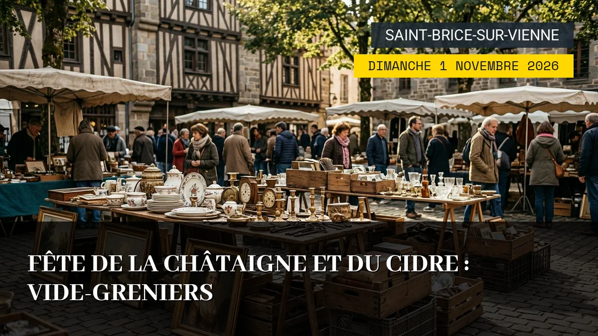 Affiche de l'événement : Fête de la Châtaigne et du Cidre : Vide-Greniers – Dimanche 1 Novembre 2026