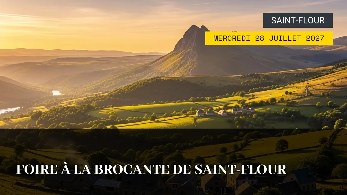 Affiche de l'événement : Foire à la Brocante de Saint-Flour – Mercredi 28 Juillet 2027