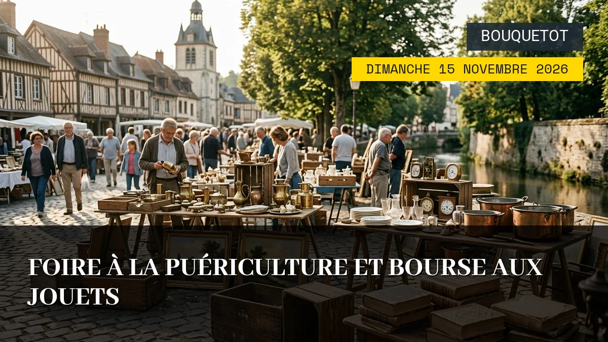 Affiche de l'événement : Foire à la Puériculture et Bourse aux Jouets – Dimanche 15 Novembre 2026