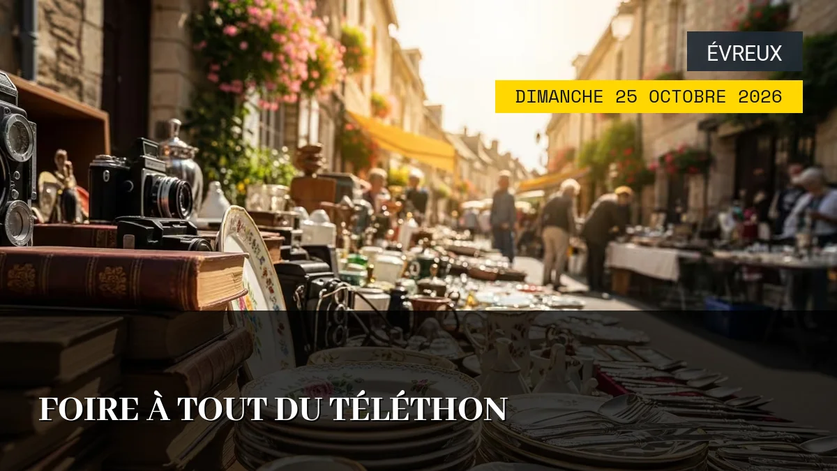 Affiche de l'événement : Foire à tout du Téléthon – Dimanche 25 Octobre 2026