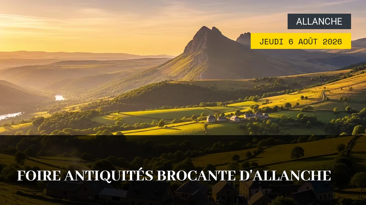 Affiche de l'événement : Foire Antiquités Brocante d&rsquo;Allanche – Jeudi 6 Août 2026