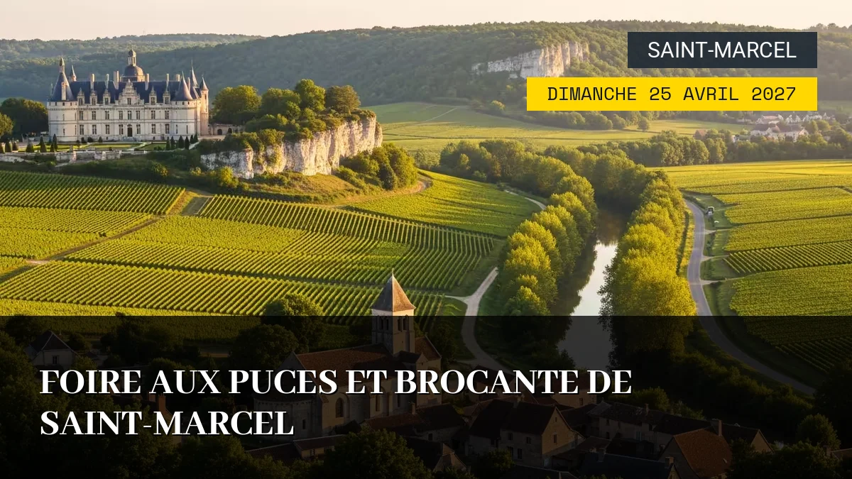 Affiche de l'événement : Foire aux Puces et Brocante de Saint-Marcel – Dimanche 25 Avril 2027