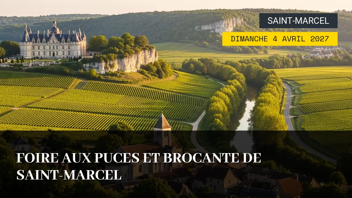 Affiche de l'événement : Foire aux Puces et Brocante de Saint-Marcel – Dimanche 4 Avril 2027