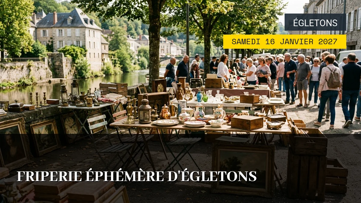 Affiche de l'événement : Friperie Éphémère d&rsquo;Égletons – Samedi 16 Janvier 2027