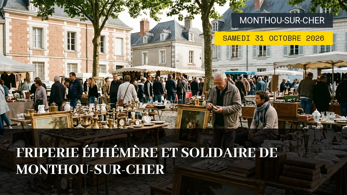 Affiche de l'événement : Friperie éphémère et solidaire de Monthou-sur-Cher – Samedi 31 Octobre 2026