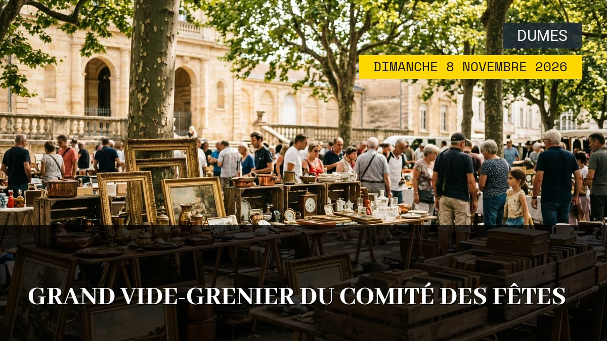 Affiche de l'événement : Grand Vide-Grenier du Comité des Fêtes – Dimanche 8 Novembre 2026