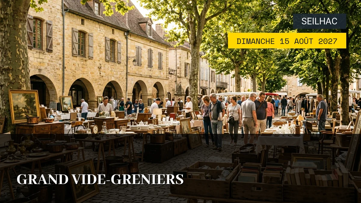 Affiche de l'événement : Grand Vide-Greniers – Dimanche 15 Août 2027