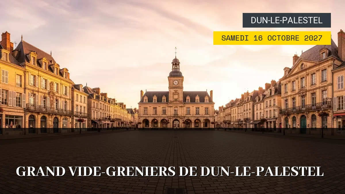 Affiche de l'événement : Grand Vide-Greniers de Dun-le-Palestel – Samedi 16 Octobre 2027