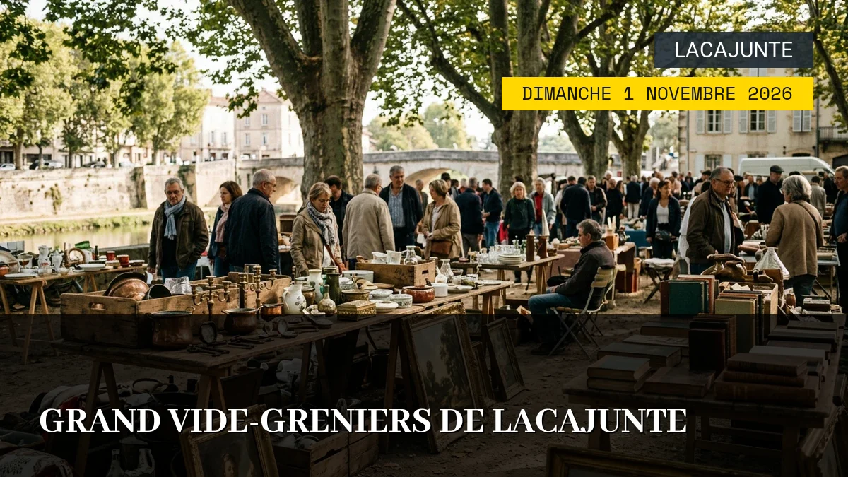 Affiche de l'événement : Grand Vide-Greniers de Lacajunte – Dimanche 1 Novembre 2026