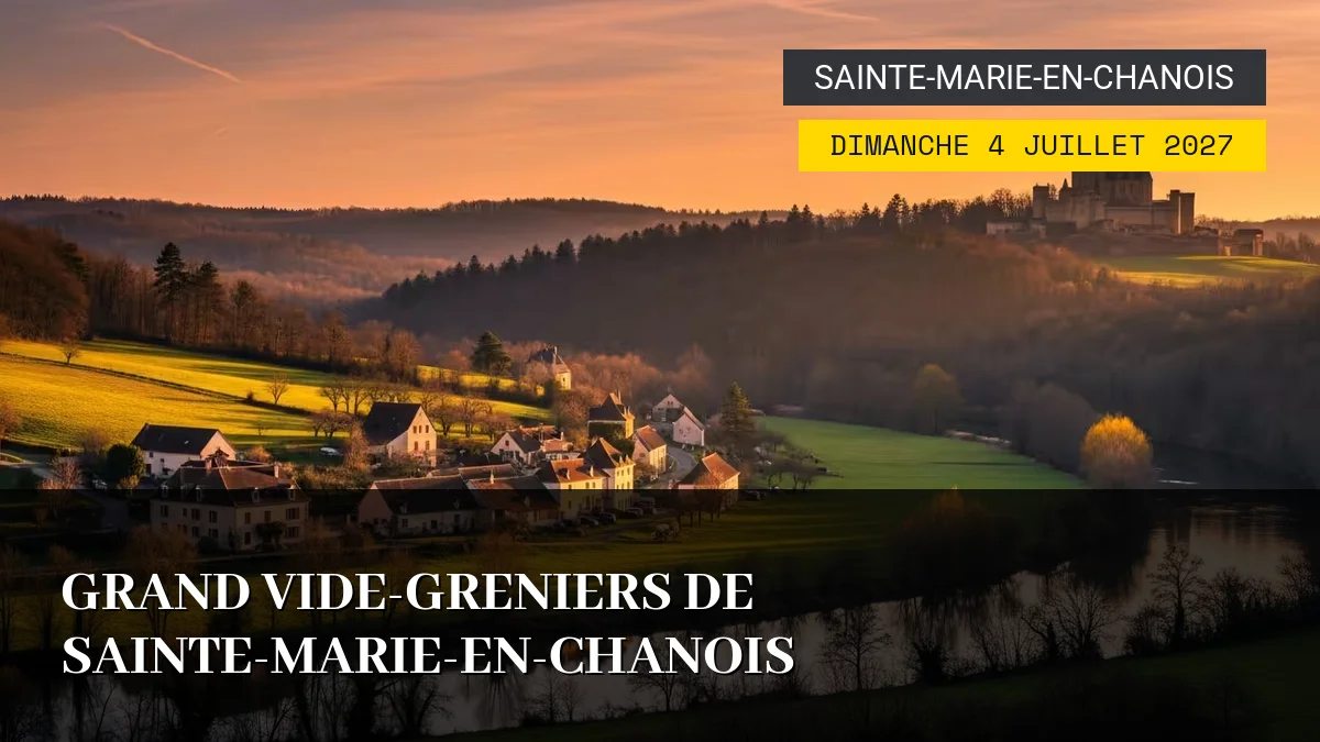 Affiche de l'événement : Grand Vide-Greniers de Sainte-Marie-en-Chanois – Dimanche 4 Juillet 2027