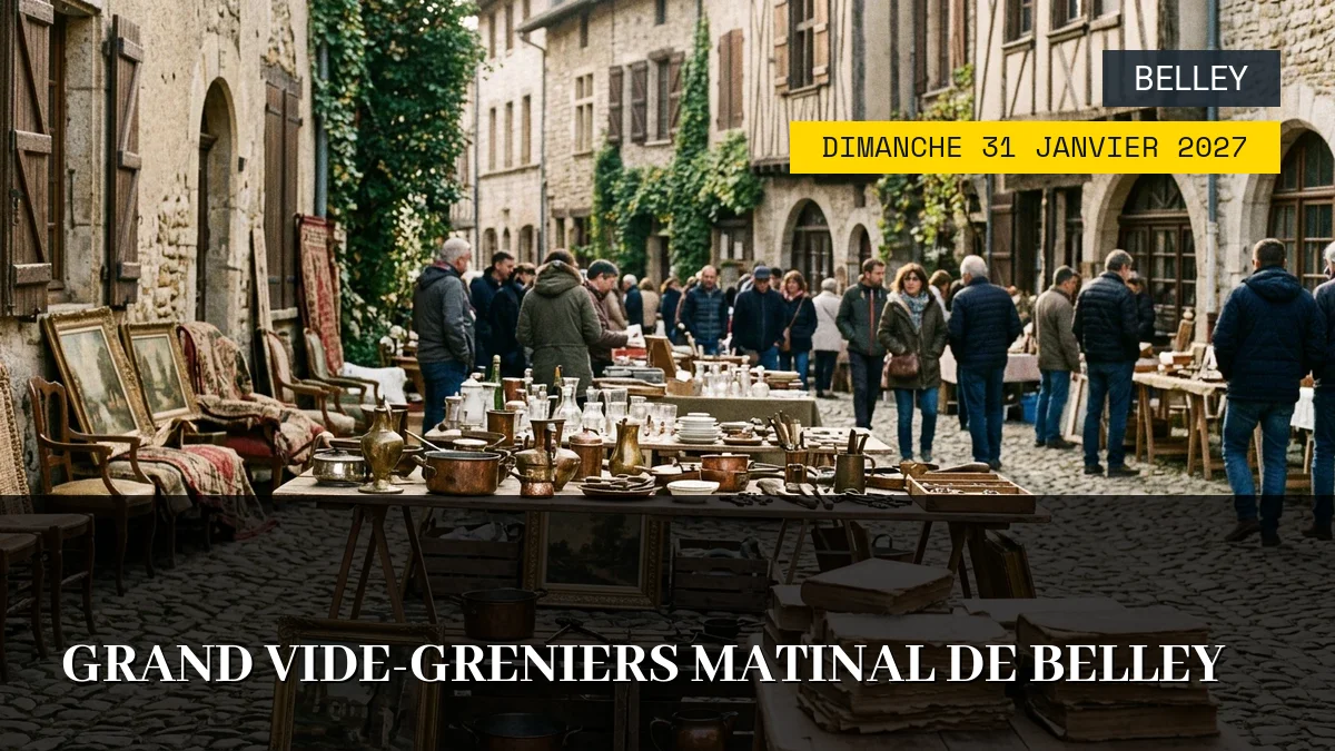Affiche de l'événement : Grand Vide-Greniers Matinal de Belley – Dimanche 31 Janvier 2027