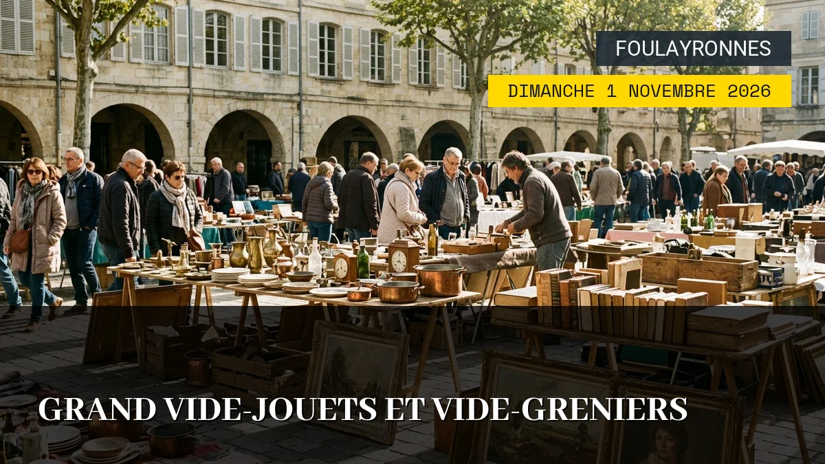 Affiche de l'événement : Grand Vide-Jouets et Vide-Greniers – Dimanche 1 Novembre 2026
