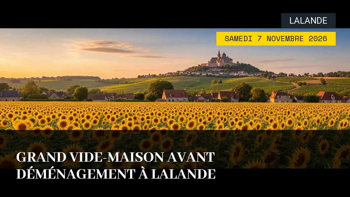 Affiche de l'événement : Grand vide-maison avant déménagement à Lalande – Samedi 7 Novembre 2026