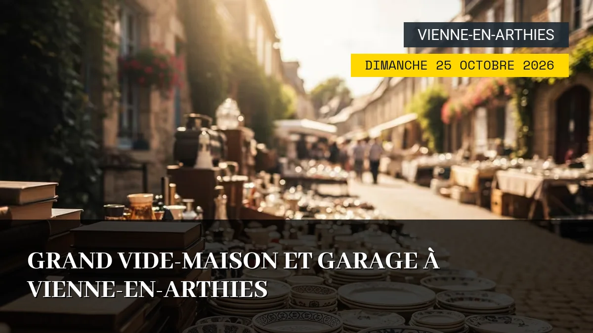 Affiche de l'événement : Grand Vide-Maison et Garage à Vienne-en-Arthies – Dimanche 25 Octobre 2026