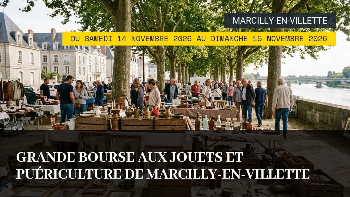 Affiche de l'événement : Grande Bourse aux Jouets et Puériculture de Marcilly-en-Villette – Du Samedi 14 Novembre 2026 au Dimanche 15 Novembre 2026