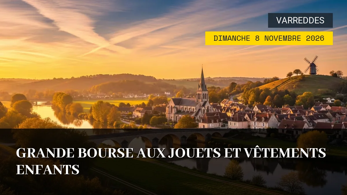 Affiche de l'événement : Grande Bourse aux Jouets et Vêtements Enfants – Dimanche 8 Novembre 2026