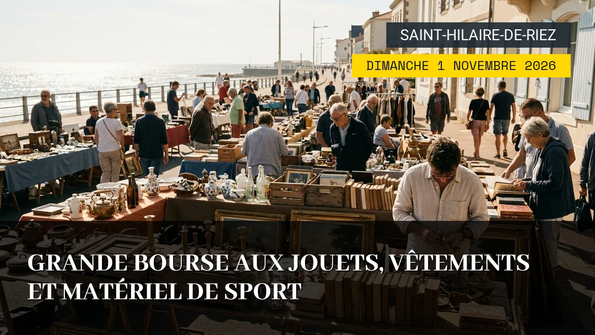 Affiche de l'événement : Grande Bourse aux Jouets, Vêtements et Matériel de Sport – Dimanche 1 Novembre 2026