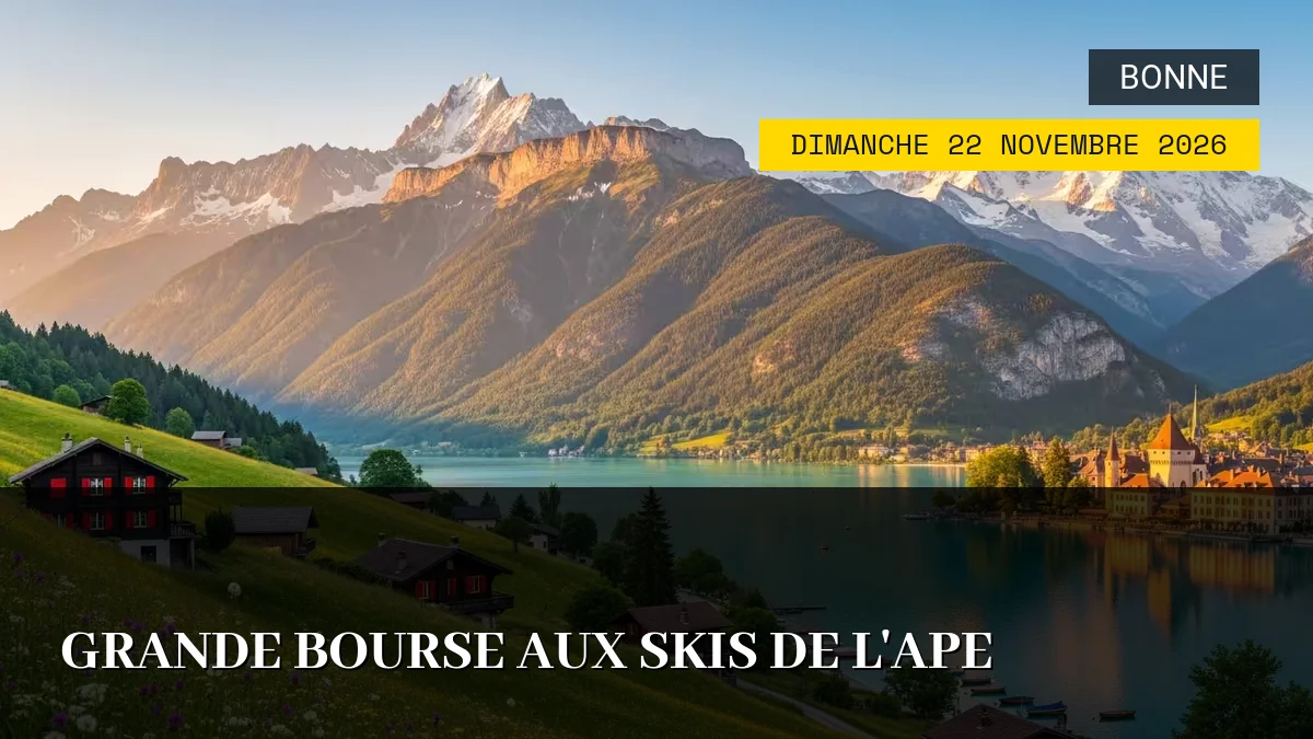 Affiche de l'événement : Grande Bourse aux Skis de l&rsquo;APE – Dimanche 22 Novembre 2026