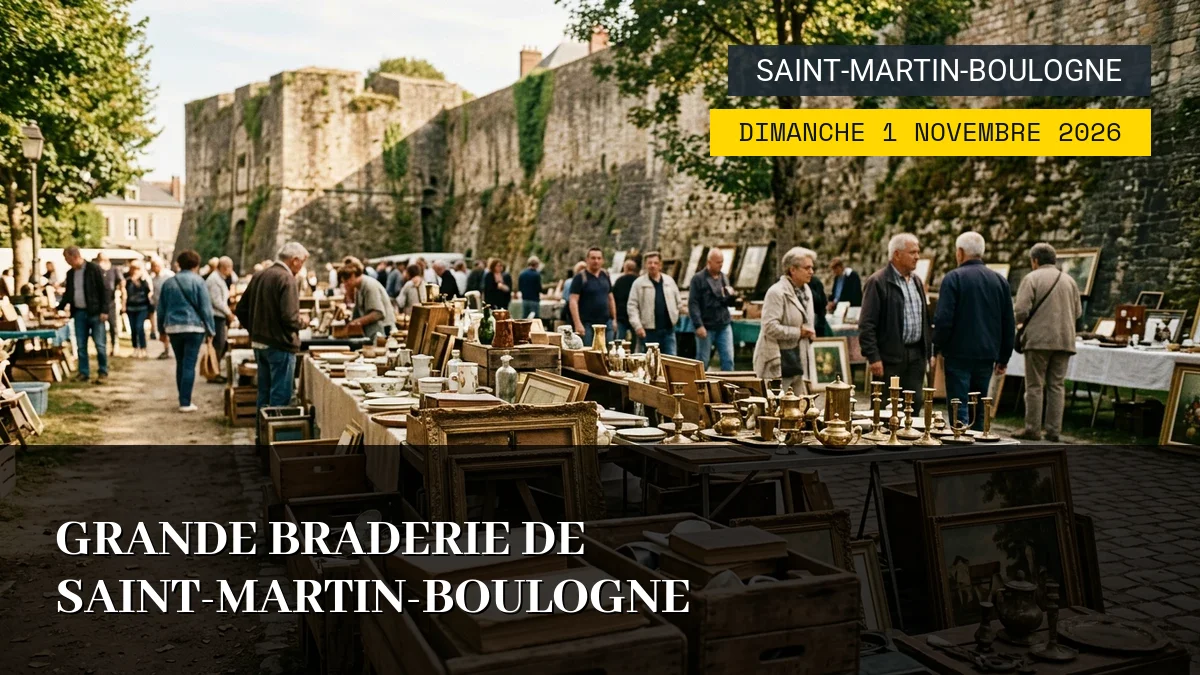 Affiche de l'événement : Grande Braderie de Saint-Martin-Boulogne – Dimanche 1 Novembre 2026