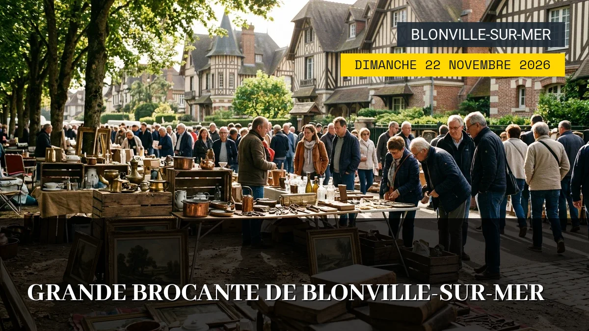 Affiche de l'événement : Grande Brocante de Blonville-sur-Mer – Dimanche 22 Novembre 2026