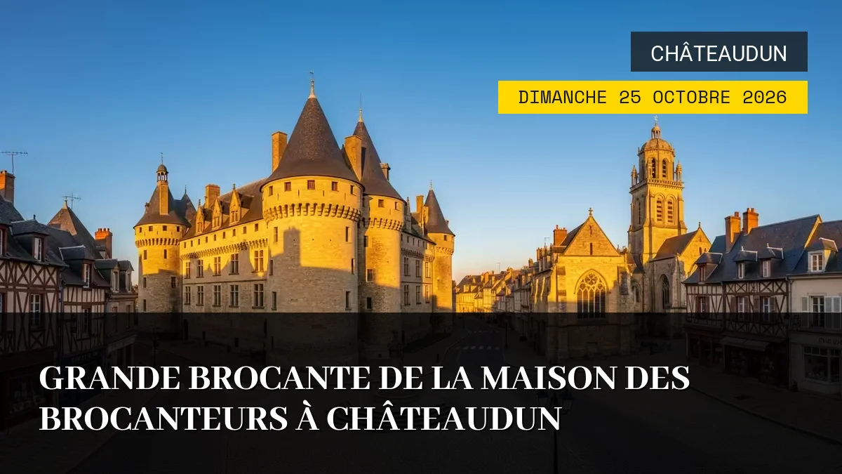 Affiche de l'événement : Grande Brocante de la Maison des Brocanteurs à Châteaudun – Dimanche 25 Octobre 2026