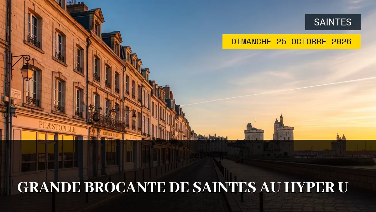 Affiche de l'événement : Grande Brocante de Saintes au Hyper U – Dimanche 25 Octobre 2026