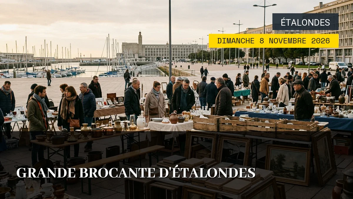 Affiche de l'événement : Grande Brocante d&rsquo;Étalondes – Dimanche 8 Novembre 2026