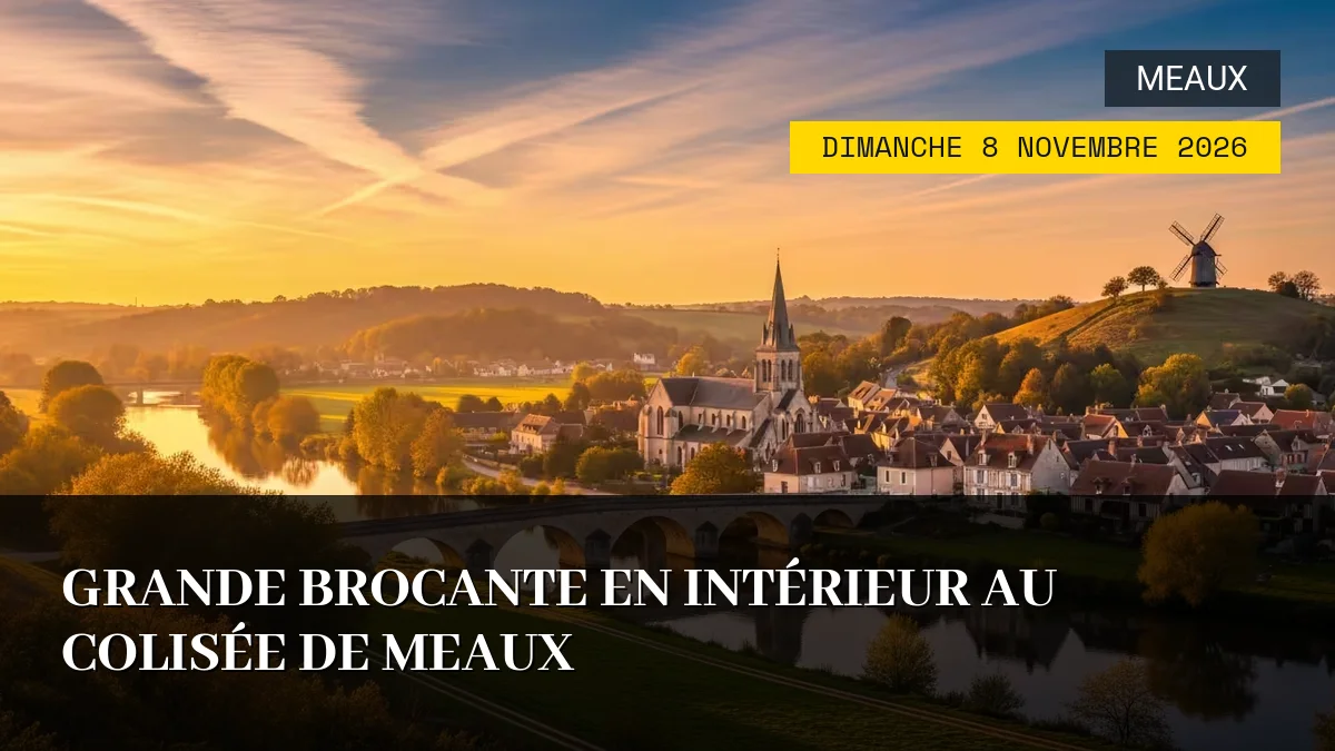 Affiche de l'événement : Grande Brocante en Intérieur au Colisée de Meaux – Dimanche 8 Novembre 2026